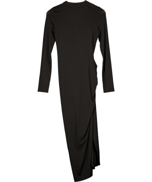 ALLSAINTS Black Rivi Draped Long Sleeve Midi Dress UK 6
