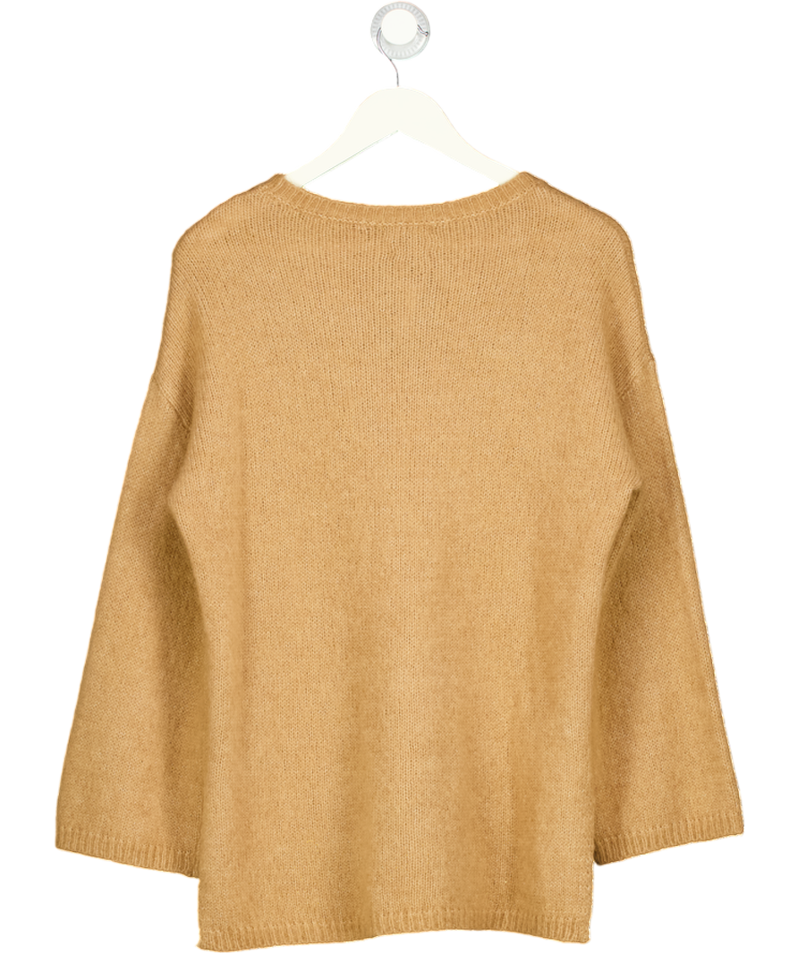 MASSIMO DUTTI Camel Beige Alpaca Blend Crew Neck Jumper UK S
