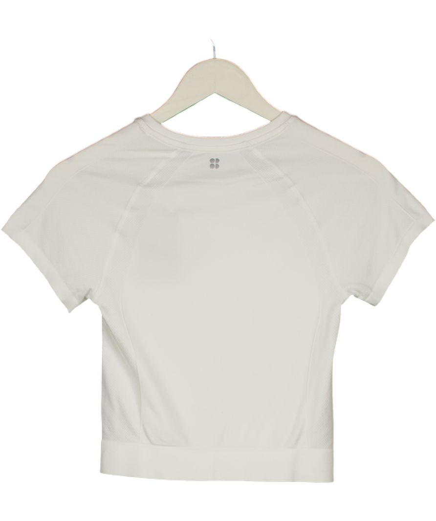 Sweaty Betty White Athlete Crop Seamless Workout T-shirt UK S
