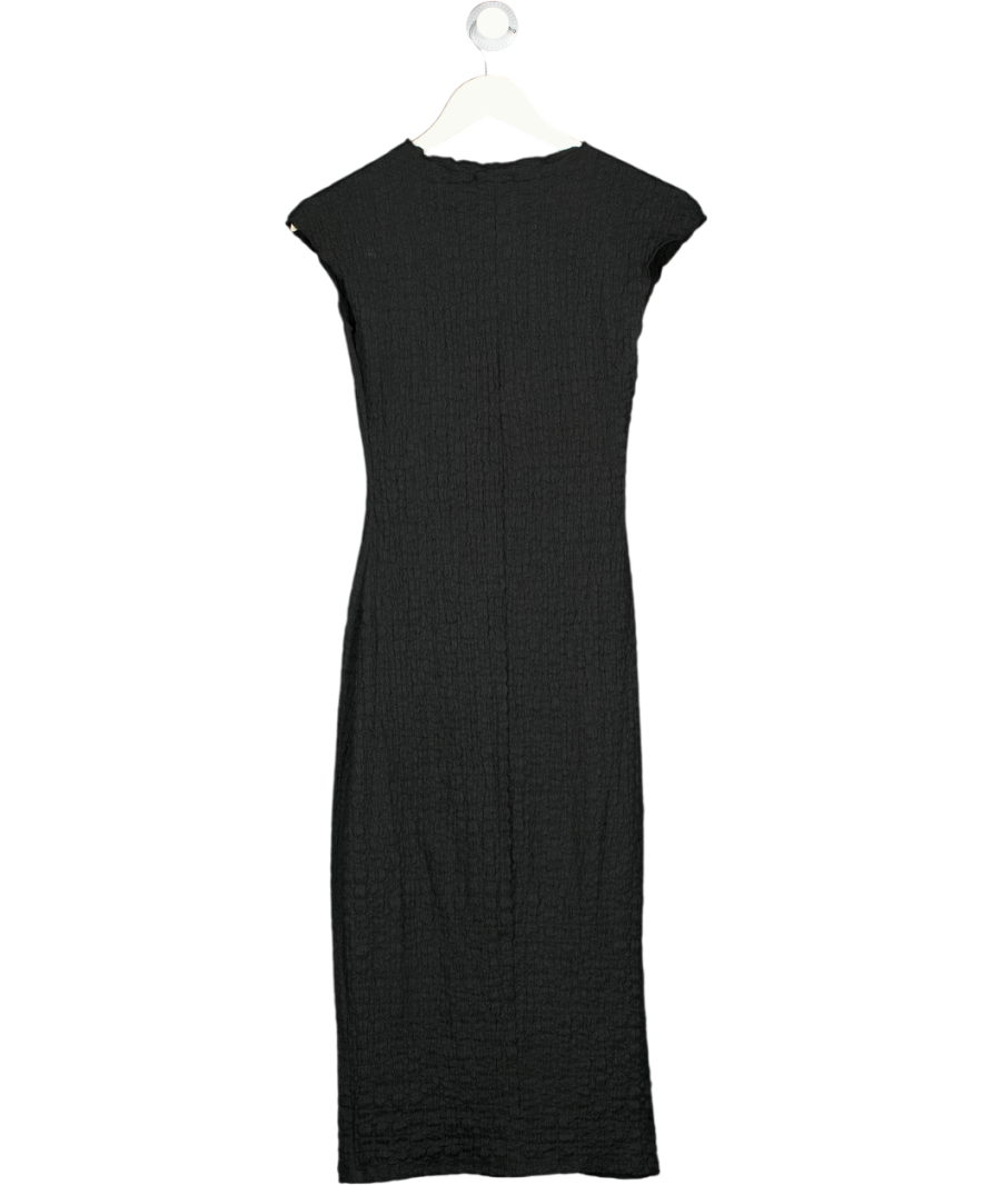 ZARA Black Textured Jersey Sleeveless Midi Dress UK S