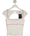 ANT ELIAS White / Red The Elissa Linen Top UK XS