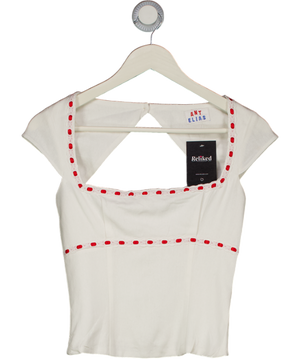 ANT ELIAS White / Red The Elissa Linen Top UK XS