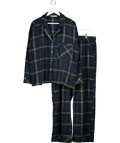 Abercrombie & Fitch Navy Blue / Green Tartan Flannel Pyjama Set UK XL