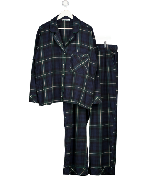 Abercrombie & Fitch Navy Blue / Green Tartan Flannel Pyjama Set UK XL