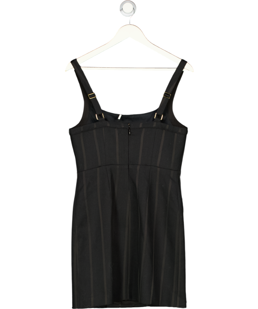 L'agence Black Jacquard Stripe Button Detail Midi Dress Us6 UK 10