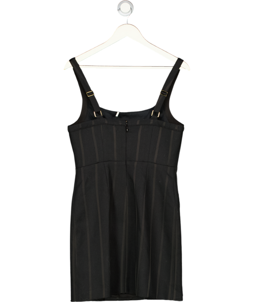 L'agence Black Jacquard Stripe Button Detail Midi Dress Us6 UK 10