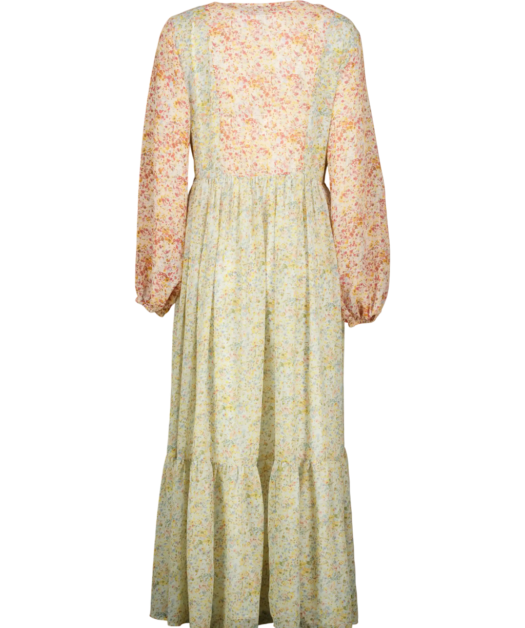 Oasis Multicoloured Pastel Ditsy Print Beaded Maxi Dress UK 12