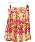 KENZO Multicoloured Floral 100% Cotton Pleated Hem Mini Skirt UK 8