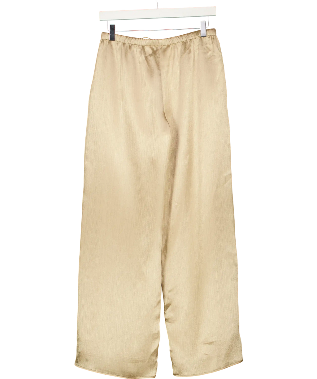Abercrombie & Fitch Beige Textured Satin Wide Leg Trousers UK XS