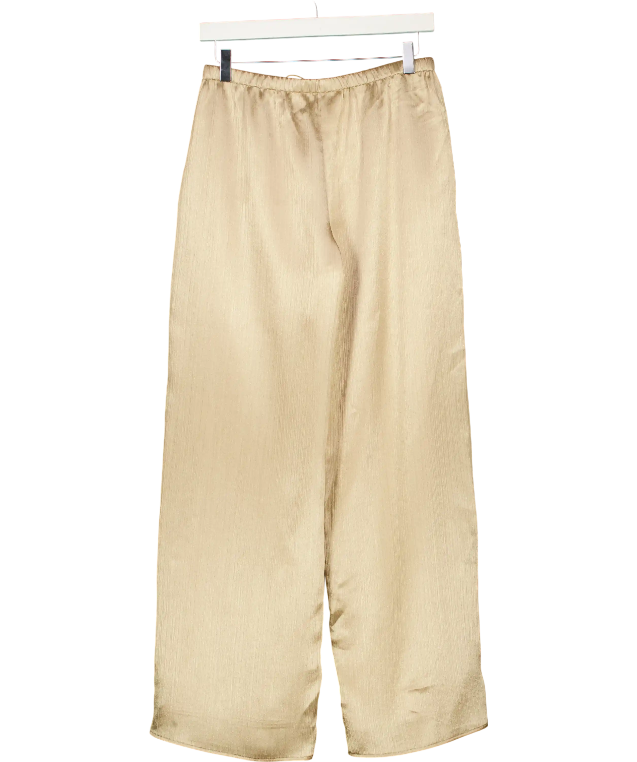 Abercrombie & Fitch Beige Textured Satin Wide Leg Trousers UK XS