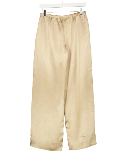 Abercrombie & Fitch Beige Textured Satin Wide Leg Trousers UK XS