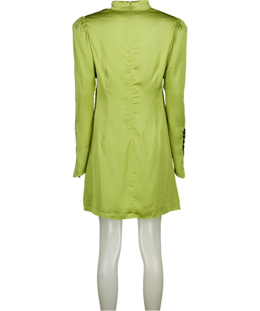 DE LA VALI Green Vinyl Satin Cut-out Mini Dress UK 14