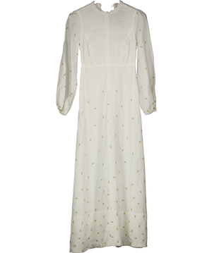 Seraphina White Long Sleeved Floral Embroidered Maxi Dress UK 6