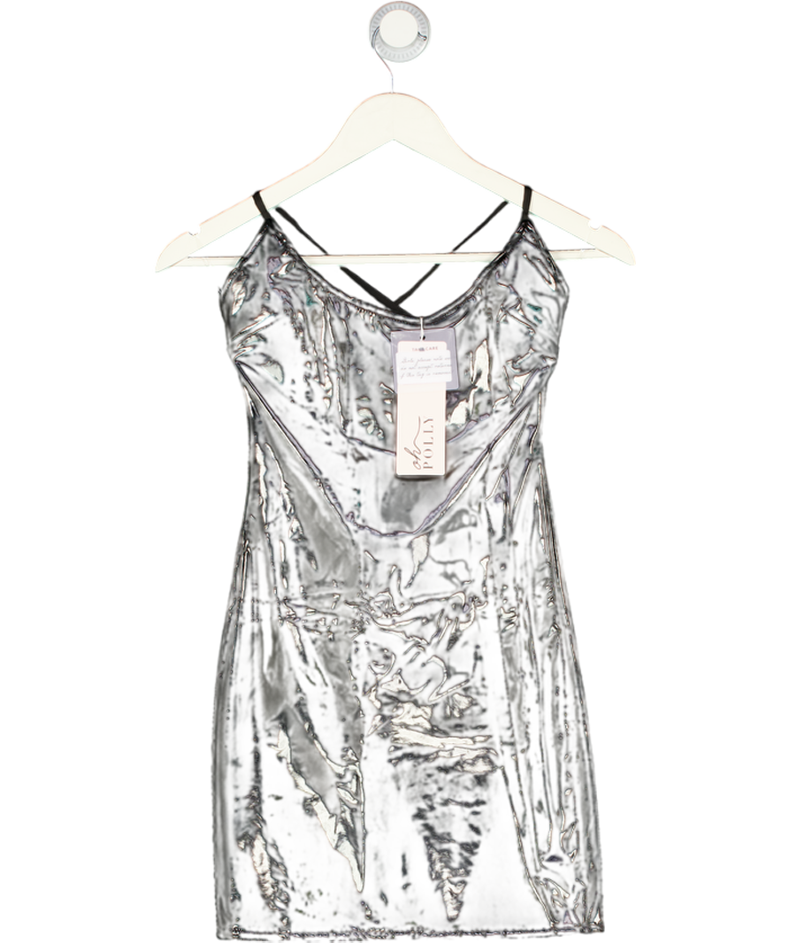 Oh Polly Vinyl Corset Tie Strap Mini Dress In Black UK 6