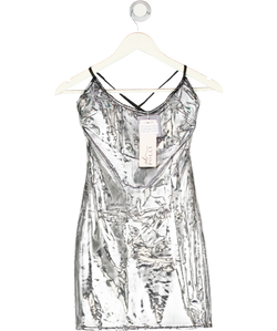 Oh Polly Vinyl Corset Tie Strap Mini Dress In Black UK 6