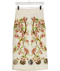 DOLCE & GABBANA Cream Floral Linen Pencil Skirt It40 UK 8