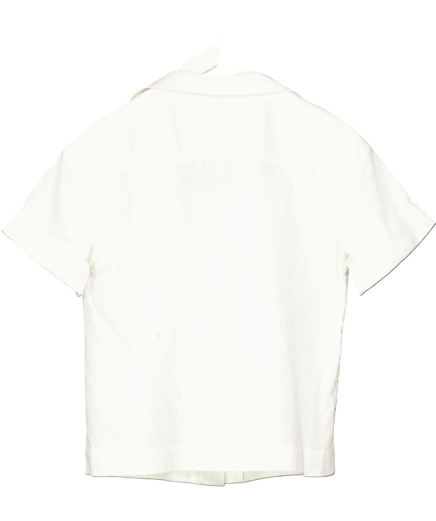 BOA White Linen Short Sleeve Bowling Shirt UK XS