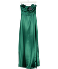 Goddiva Green Front Split Satin Bandeau Maxi Dress UK 8