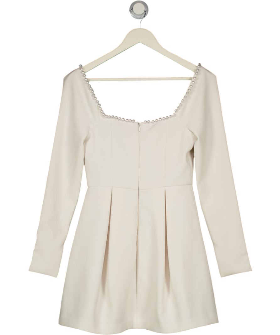ODDMUSE Off White Pearl Embellished  Dress UK S