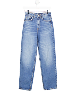 ZARA Blue High Waisted Straight Jeans UK 6
