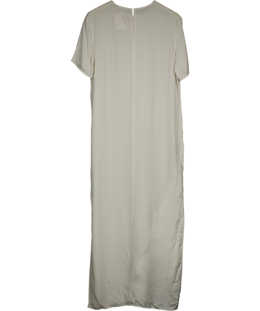 Finery White Round Neck Relaxed Satin Maxi Dress UK 12