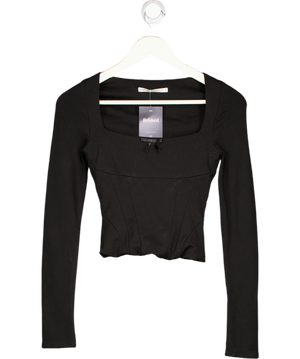 House of CB Black Long Sleeve Boned Corset Top UK XS