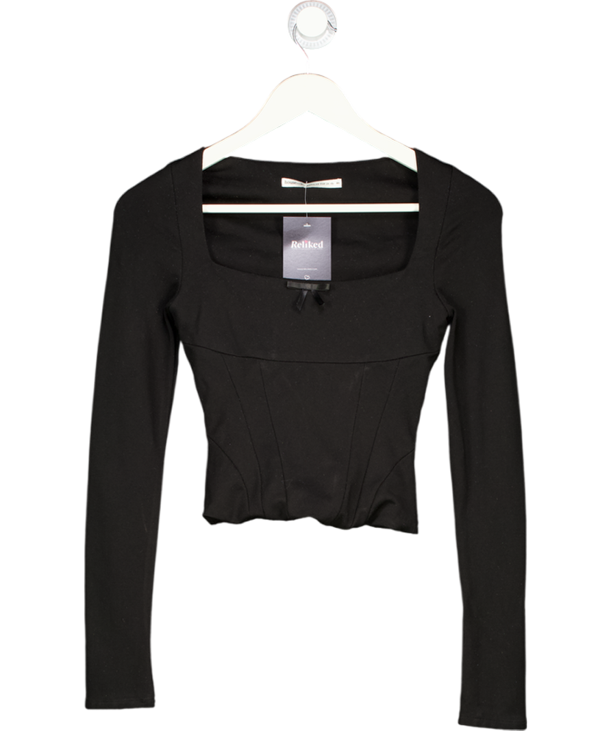 House of CB Black Long Sleeve Boned Corset Top UK XS