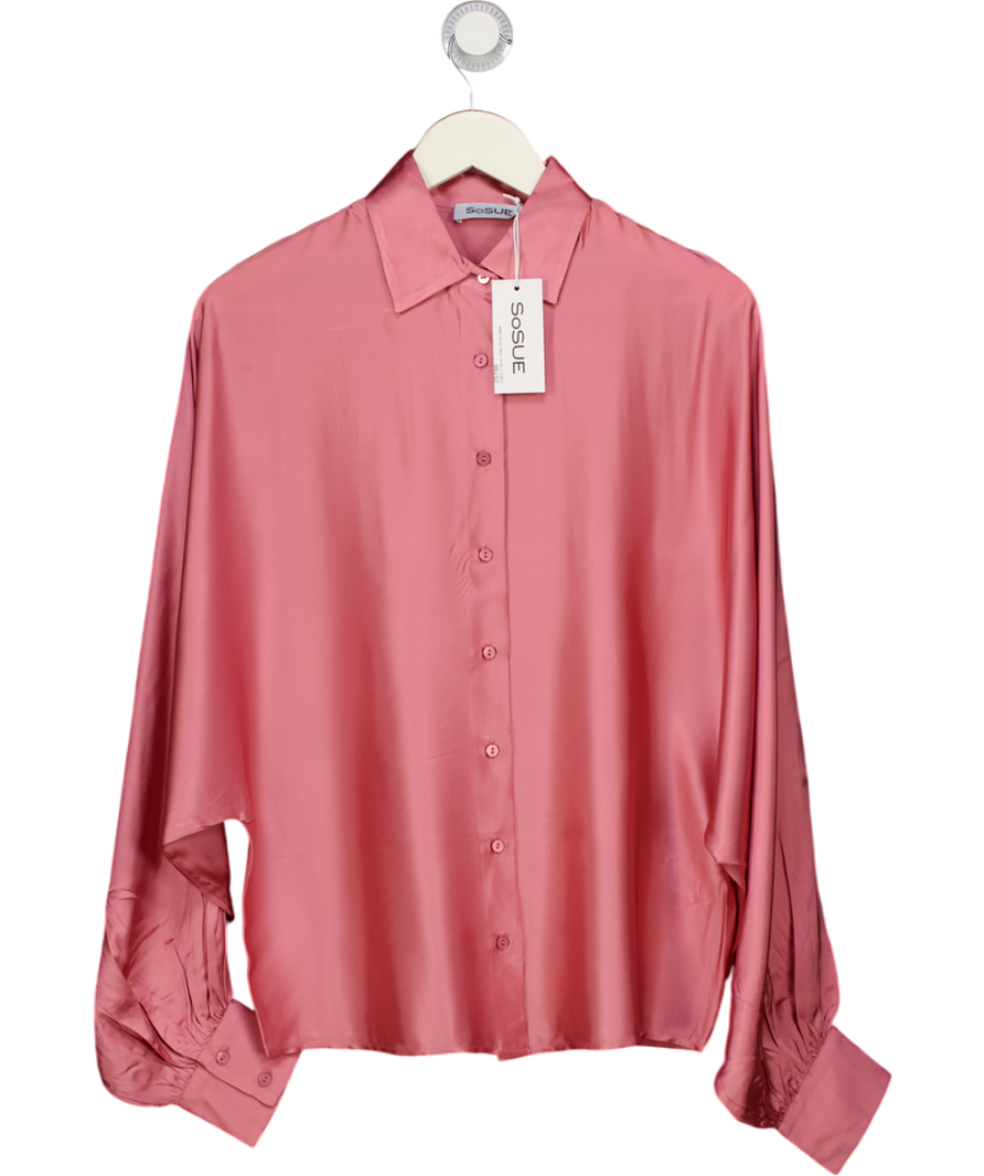 SOSUE Pink Blouse Antonia Shiny Slim Rosewood UK S