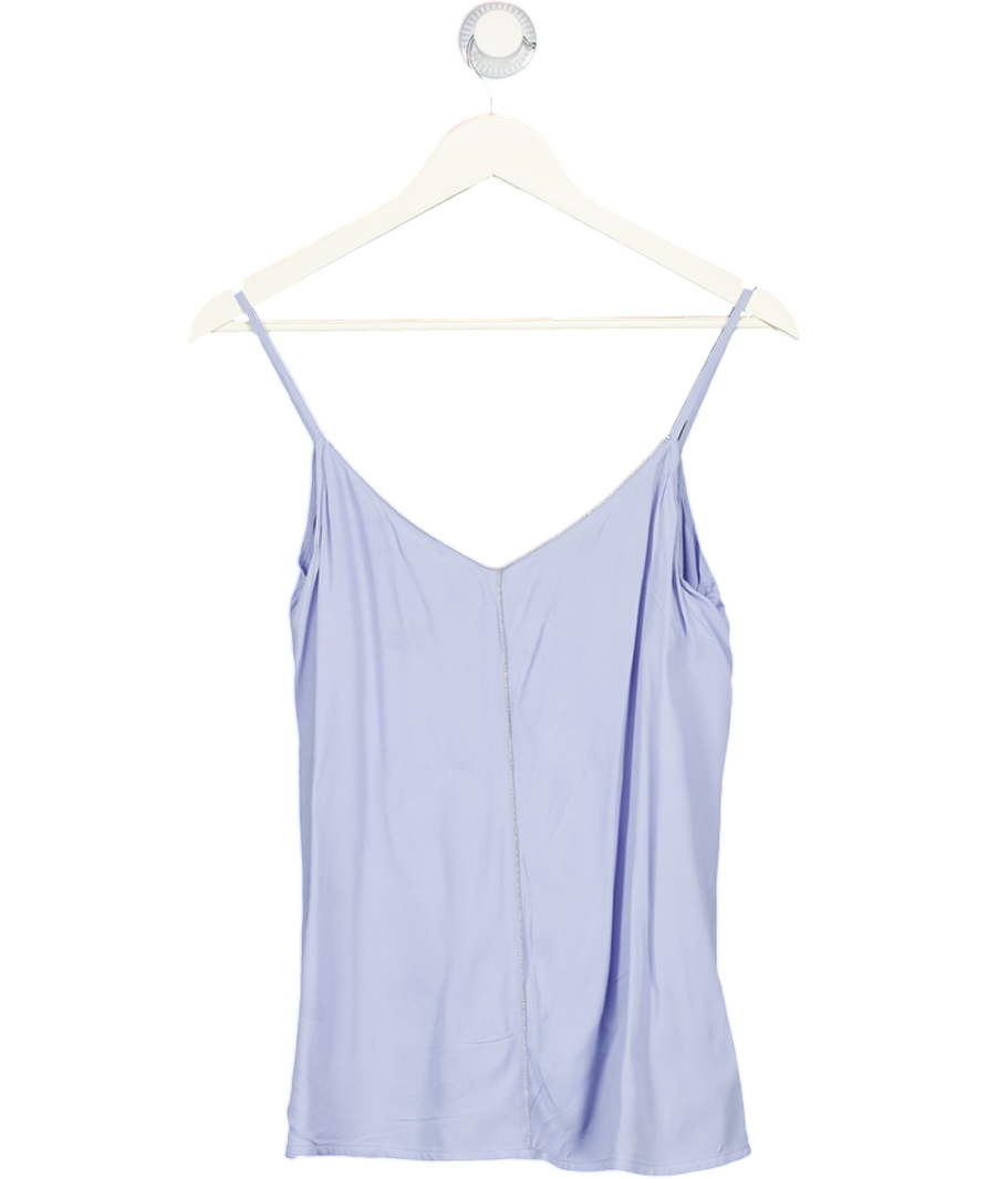 Massimo Dutti Blue Relaxed Silver Trim Cami UK S