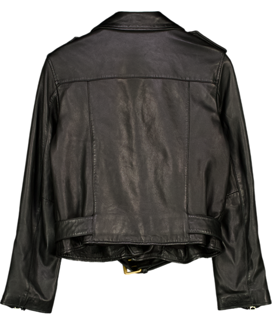 ALLSAINTS Balfern Black / Gold Leather Biker Jacket UK 10