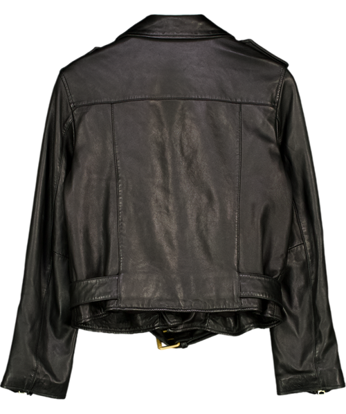 ALLSAINTS Balfern Black / Gold Leather Biker Jacket UK 10