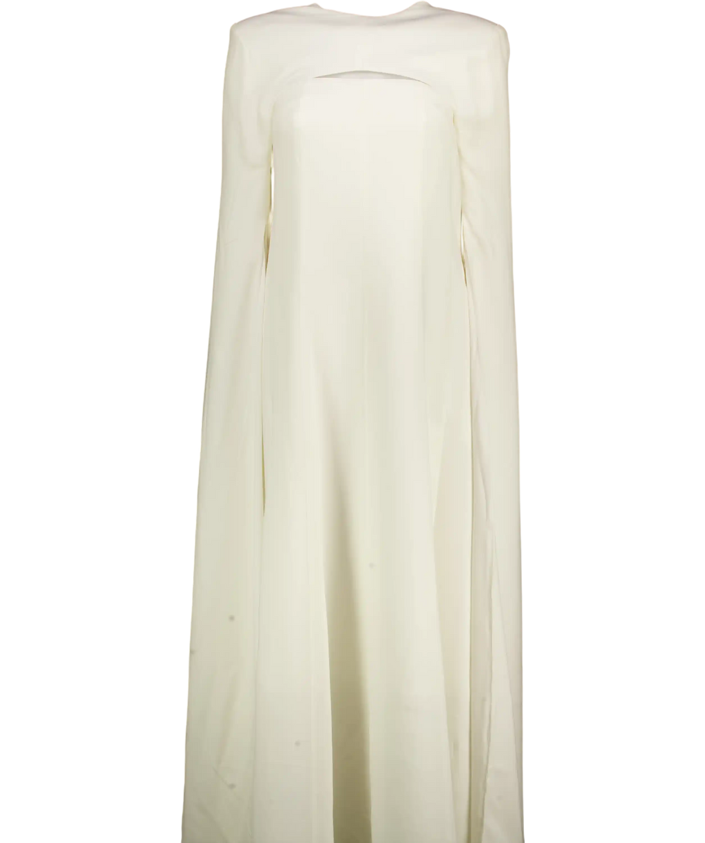 KAREN MILLEN Petite Cream Tailored Drama Cape Maxi Dress UK 8