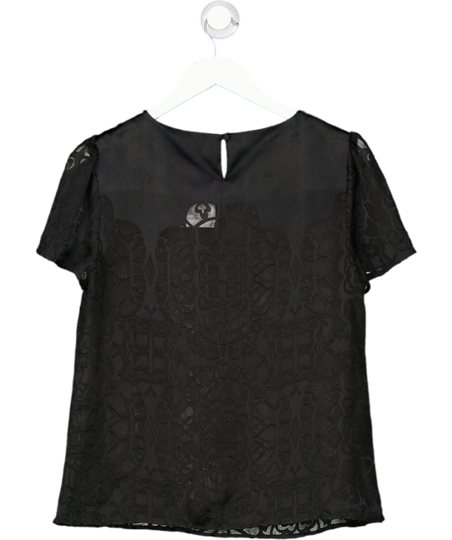 Rocha John Rocha Black Short Sleeved Mesh Patterned T-shirt UK 12