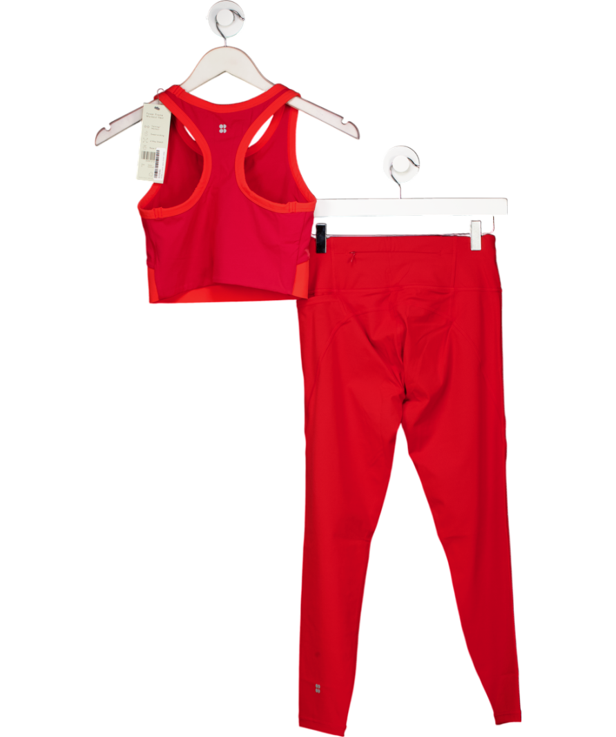 Sweaty Betty Red Power 7/8 Gym Leggings And Vest Workout Set UK S