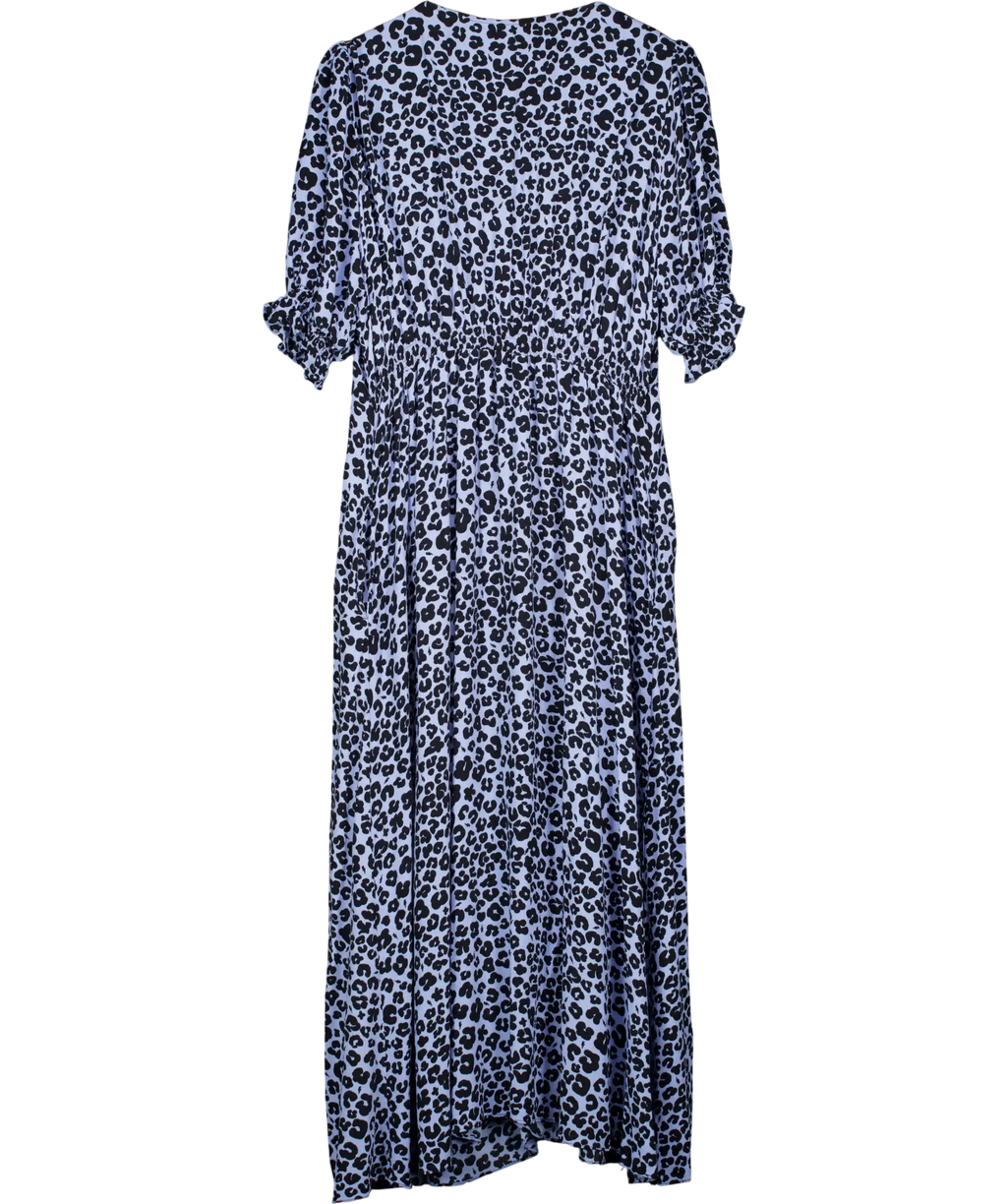 SCAMP & DUDE Blue Cheetah Button Front Midi Tea Dress UK 20