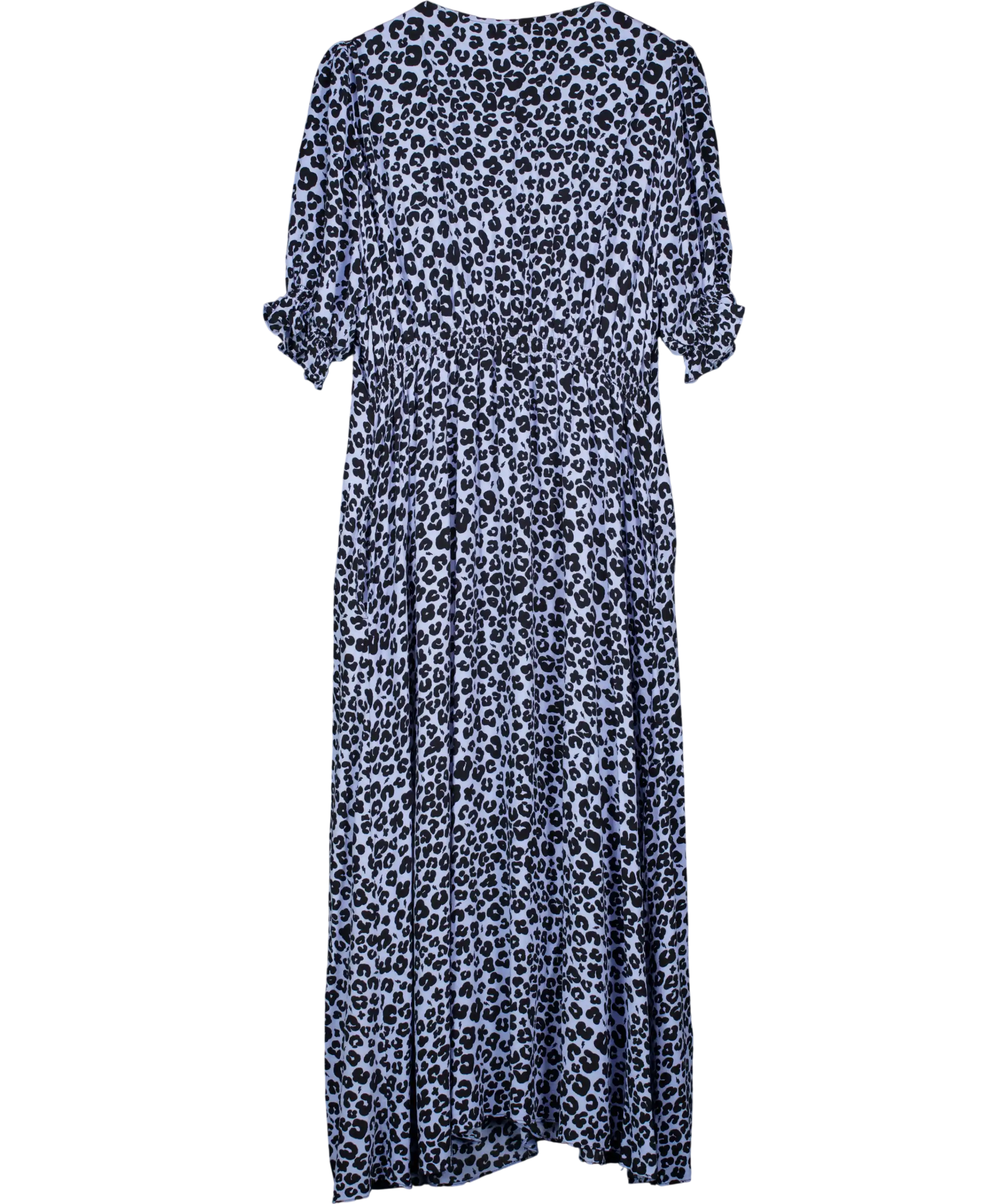 SCAMP & DUDE Blue Cheetah Button Front Midi Tea Dress UK 20