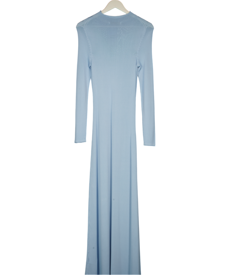 ZARA Blue Long Plain Knit Wrap Dress UK S