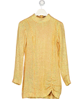 ZEYNEP ARCAY Yellow Ruched Embellished Silk-chiffon Mini Dress UK 8