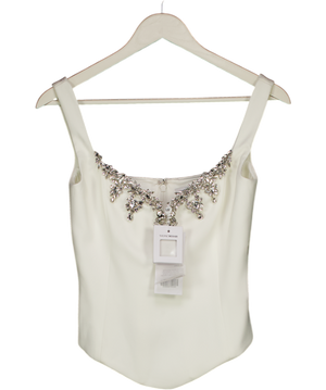 Nadine Merabi Ivory White Embellished Bree Top UK 8