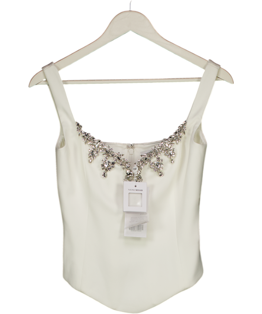 Nadine Merabi Ivory White Embellished Bree Top UK 8