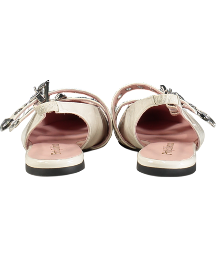 PRETTY BALLERINAS Cream Patent Ella Slingback Ballerina Flats UK 4 EU 37 👠