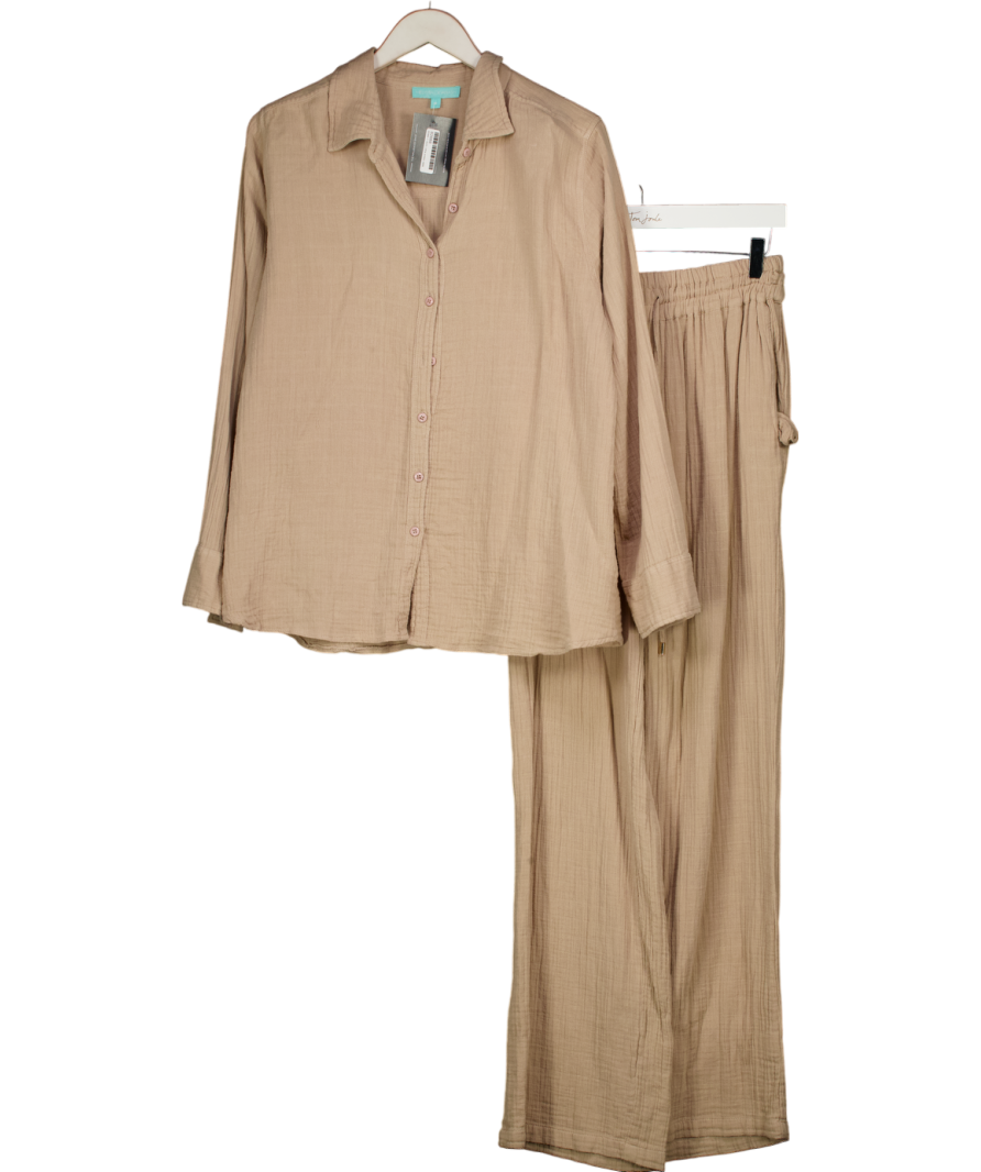 Melissa Odabash Beige Leona Rose Shirt And Trousers UK M