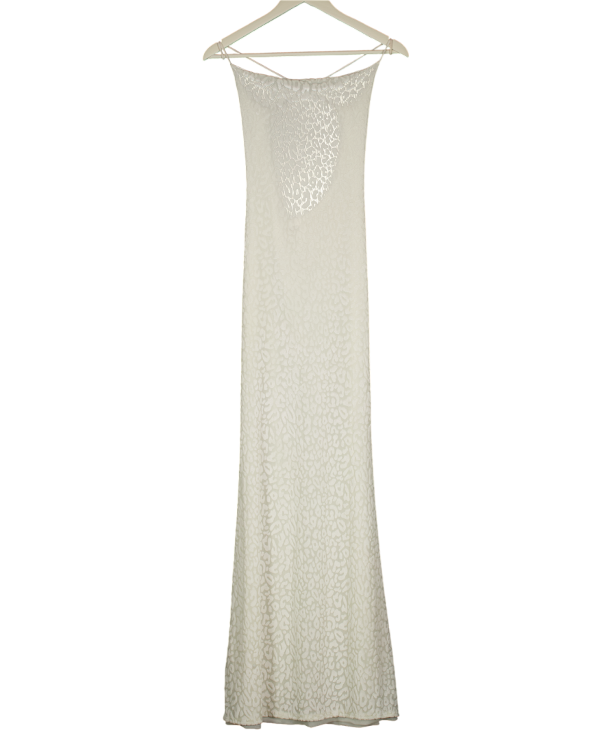 GRACE JACOB Cream Leopard Devore Luna Shimmer Maxi Dress UK XS