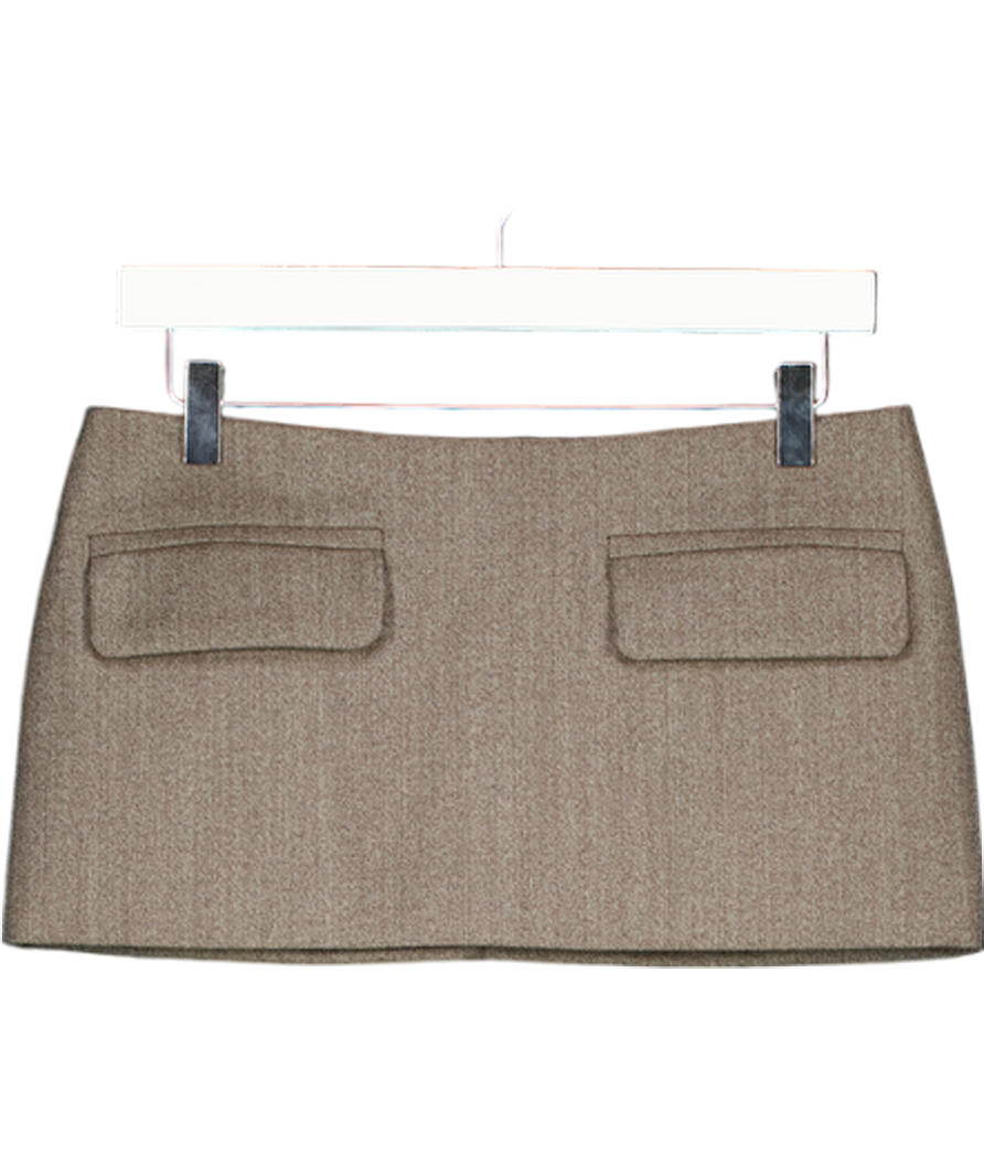 LADO BOKUCHAVA Brown Virgin Wool Blend Mini Skirt UK S