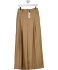 COMMENSE Beige Camel Wide Leg Pleated Trouser UK S