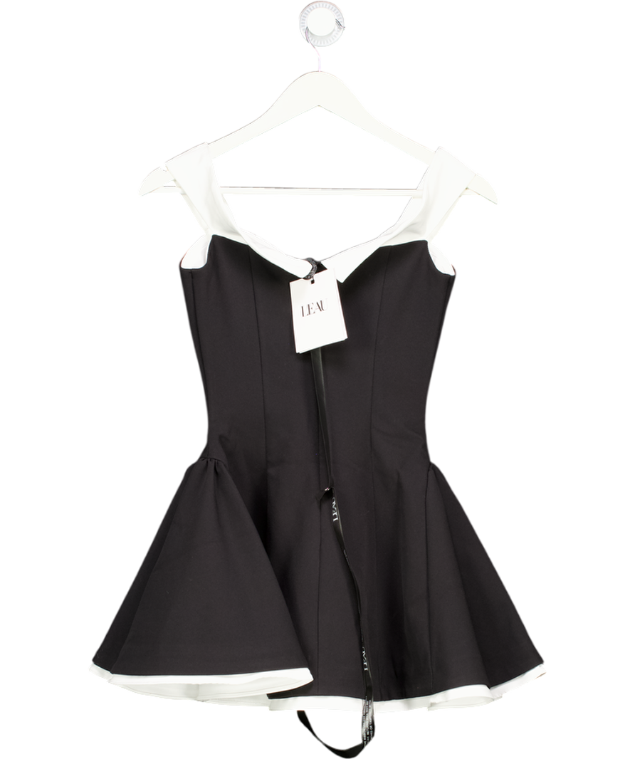 LEAU Ramona Contrast Corset Babydoll Mini Dress - Black UK XS
