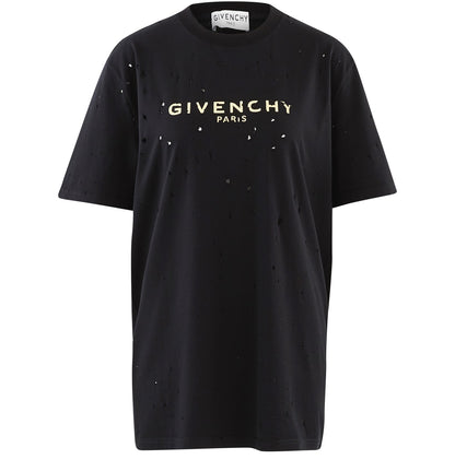 GIvenchy Black / Metallic Gold Destroy Masculine Cut T-shirt UK XS