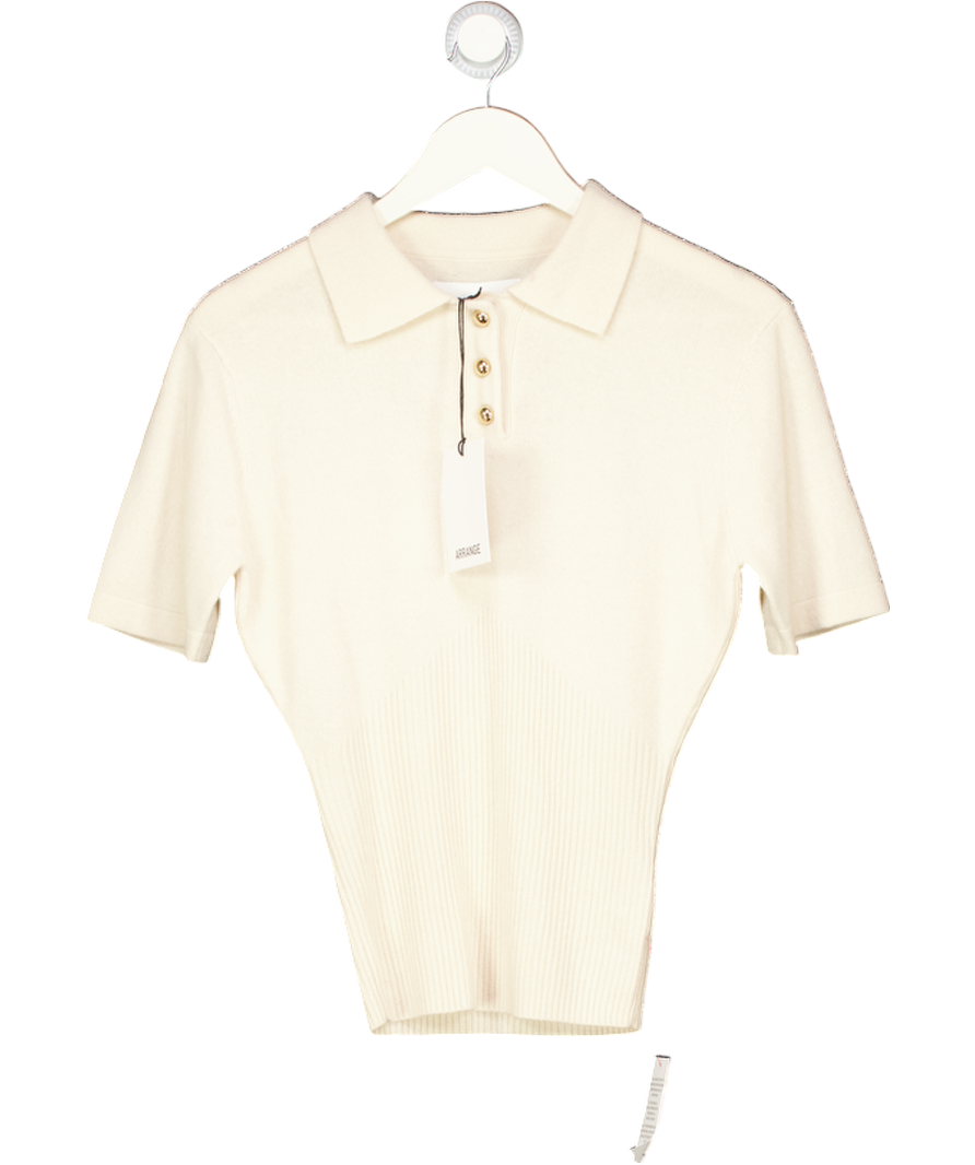 ARRANGE Cream Premium Merino Wool Short Sleeve Knitted Top UK S