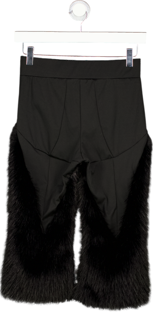 HAUS The Faun Black Fur Trim Capri Pants With Mesh Panels UK S