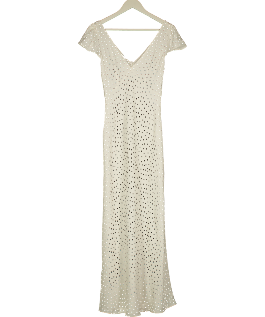 RIXO Ivory  / Black Layal Dot Cathy Midi Dress UK 6